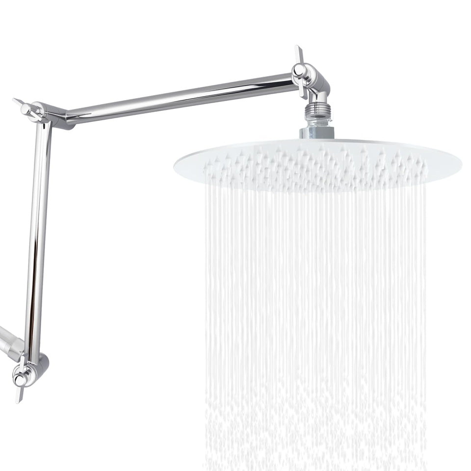 BSTCWCP 19-inch chrome extension arm showing adjustable height for showering