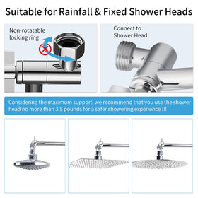 BSTCWCP chrome shower arm compatible with rain and handheld heads