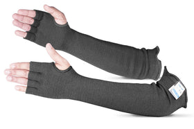 BSV Kevlar arm sleeves with finger opening for glove friendly protection.