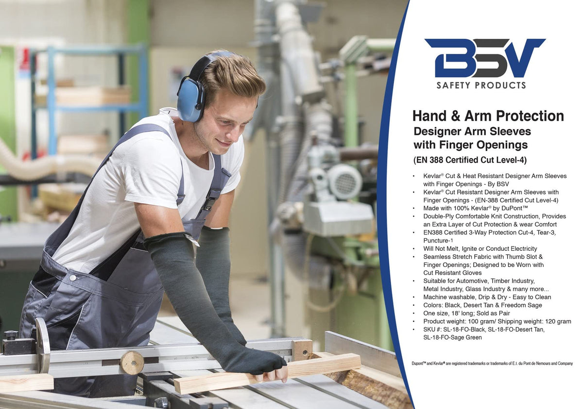 BSV para-aramid sleeve demonstrating high tear and puncture protection.