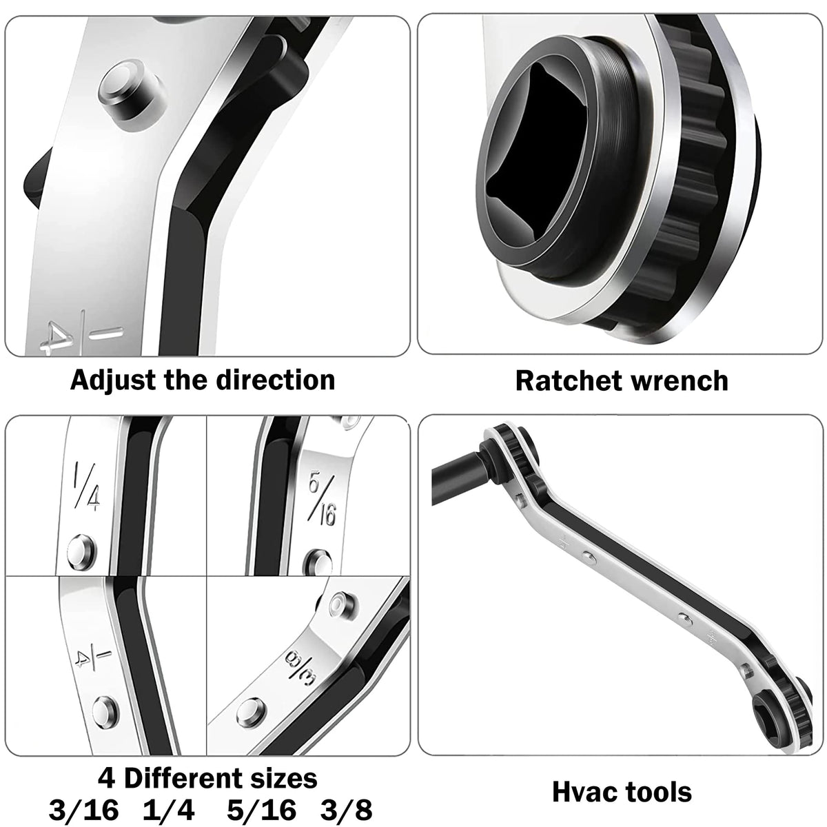 Btanadi HVAC wrench kit with large ratchet for 3/16- to 3/8-inch versatility