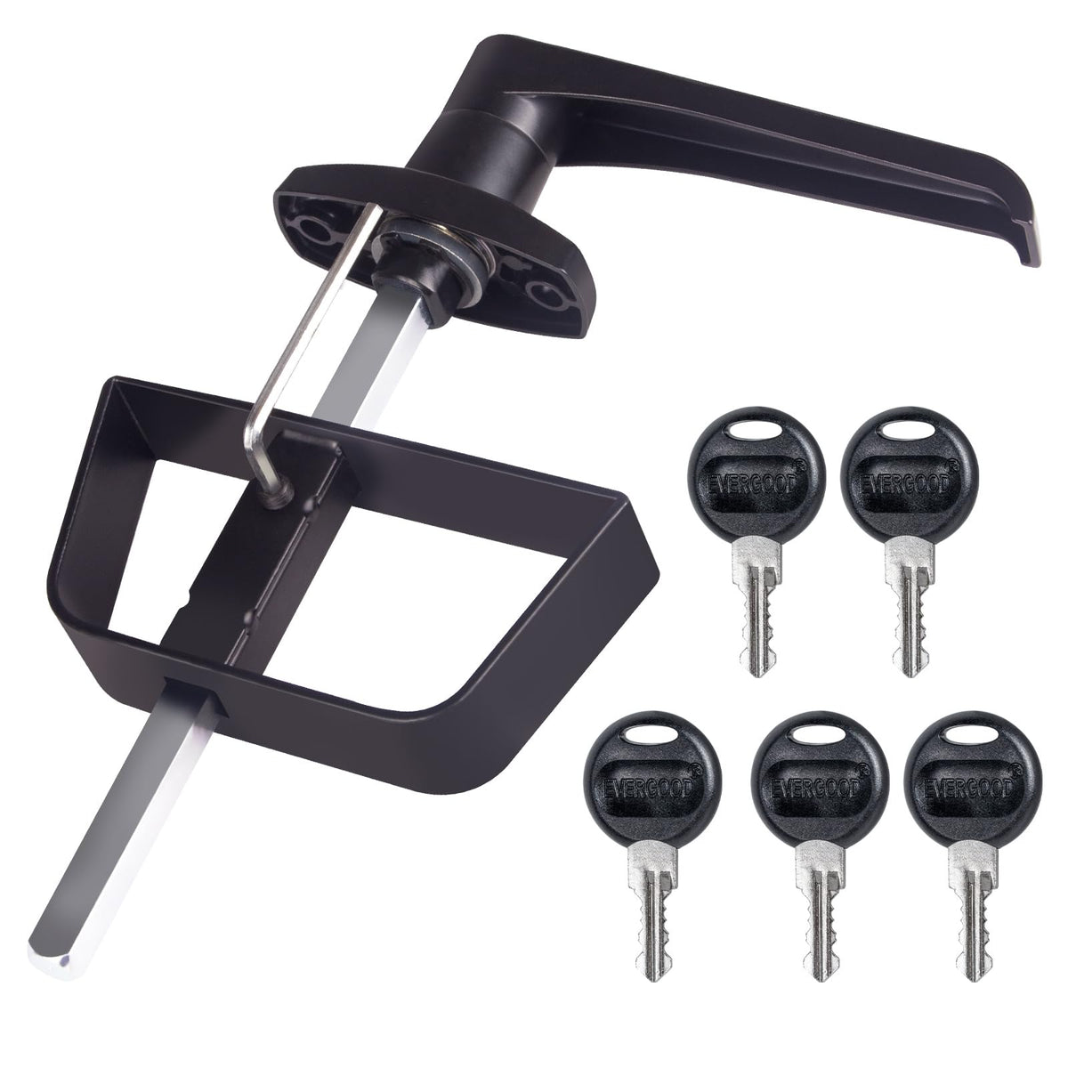 BTEOBFY front view of the 5-key L-handle shed lock kit for easy family access