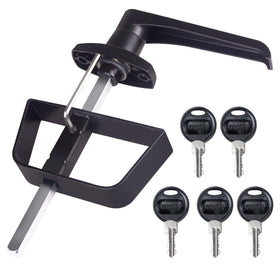 BTEOBFY front view of the 5-key L-handle shed lock kit for easy family access