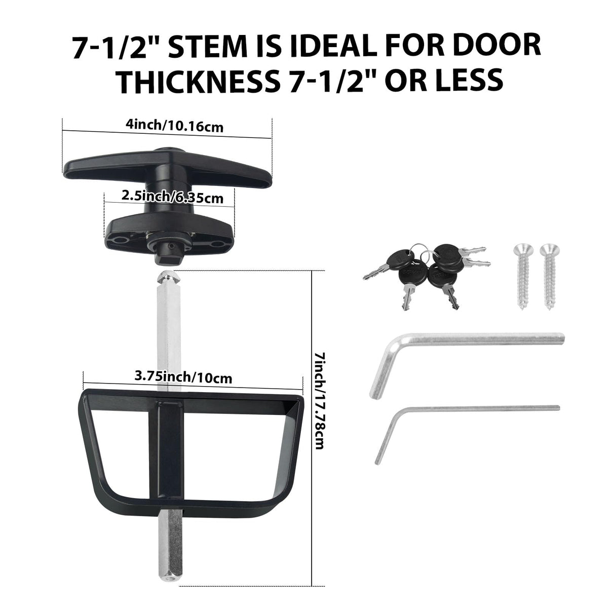 BTEOBFY seven-and-a-half-inch stem lock kit ensures compatible door thickness.