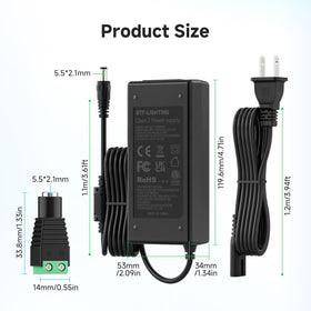 BTF-LIGHTING 5.5x2.1mm DC connector for easy plug-and-play setup.