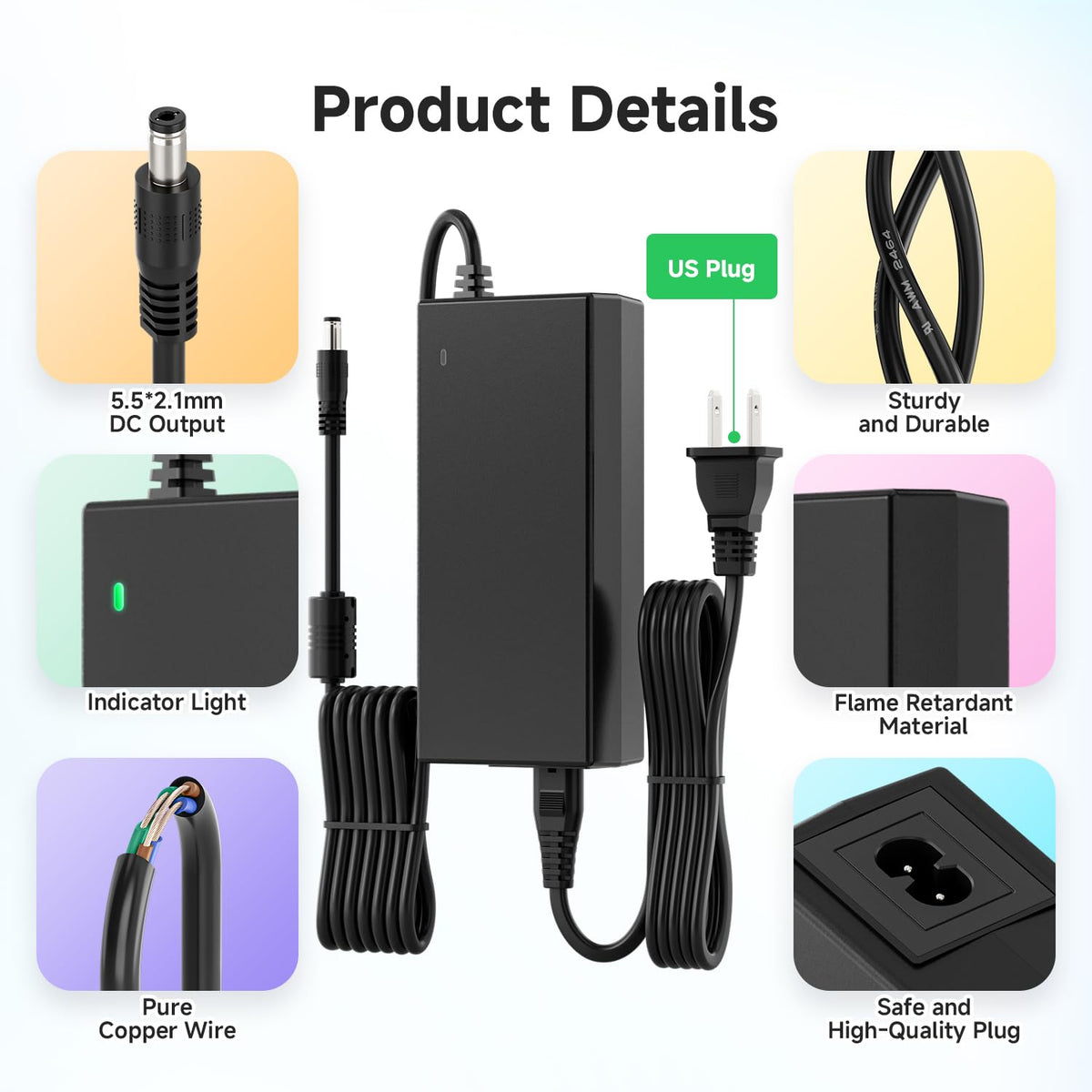 Plug-and-play setup with wall outlet for instant use with LED strips.