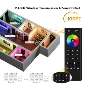 BTF-LIGHTING C04RF controller for four-zone RGBW lighting management.