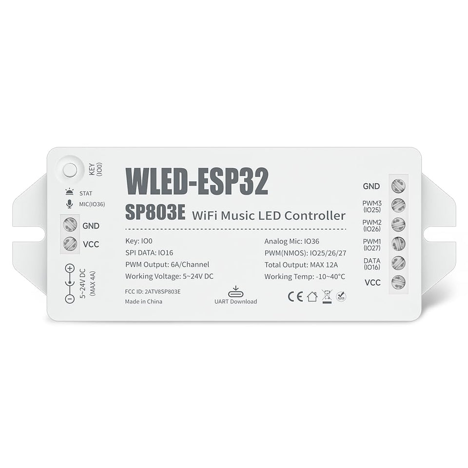 BTF-LIGHTING ESP32 WLED controller front view for easy integration.