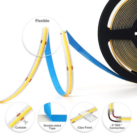 BTF-LIGHTING FCOB LED strip end-to-end connection for seamless installations.