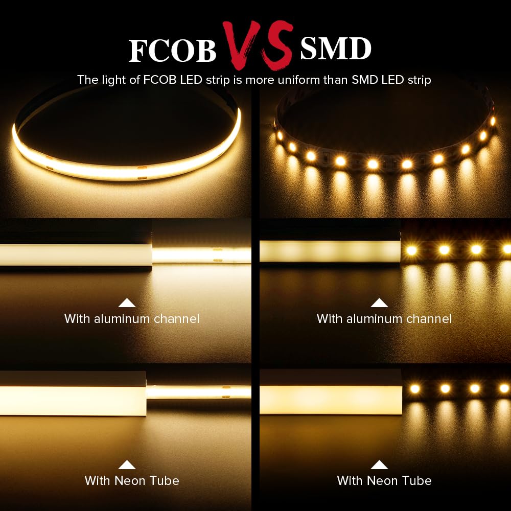 BTF-LIGHTING FCOB LED strip installed under cabinet for clear task lighting.
