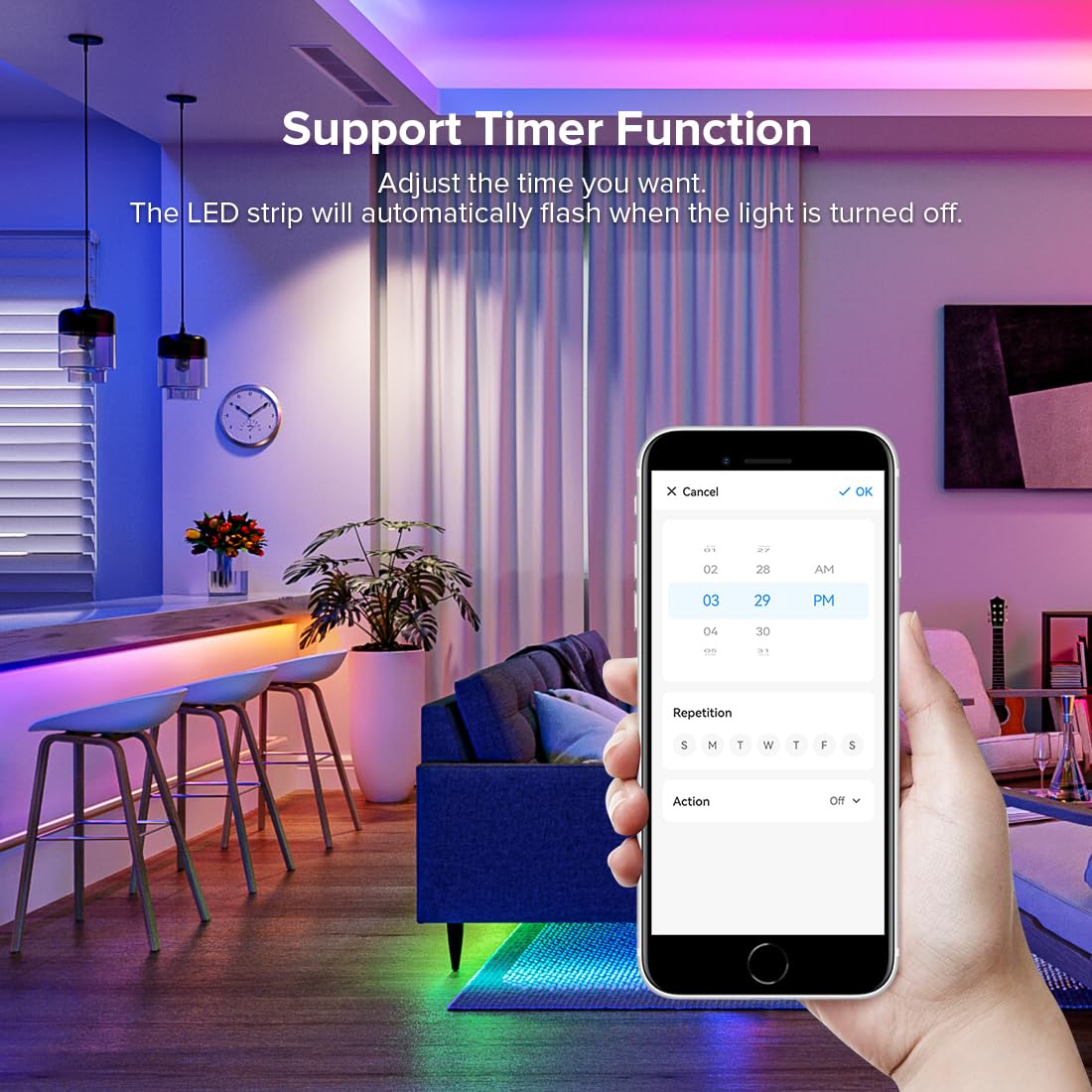 Color calibration helps match app colors to LED strip output.