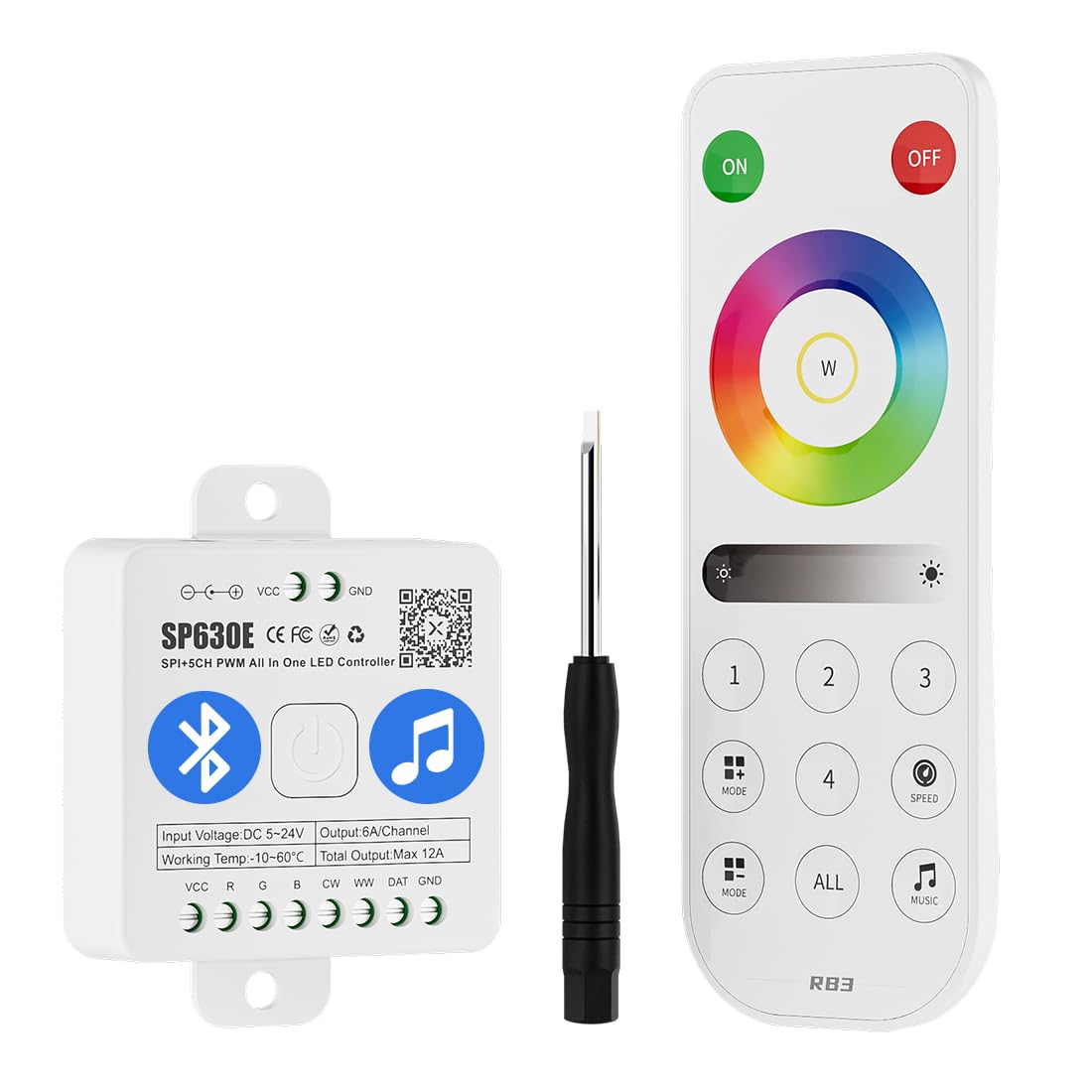 BTF-LIGHTING SP630E remote control enabling wireless lighting management up to 30 meters