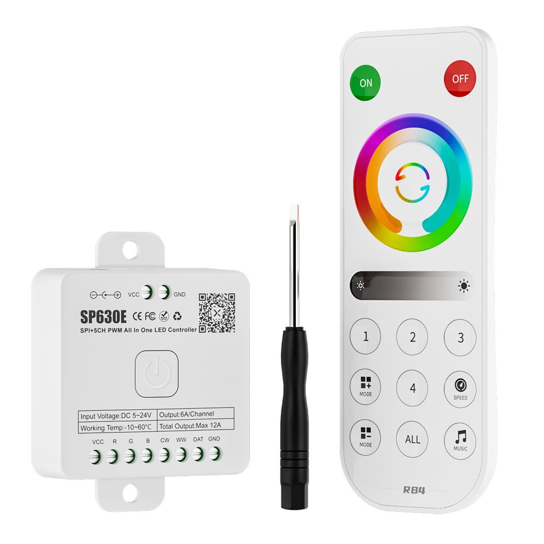 BTF-LIGHTING SP630E remote control for wireless lighting across multiple groups.