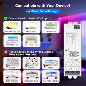 BTF-LIGHTING WB5 dimmer interface for smooth brightness adjustments.