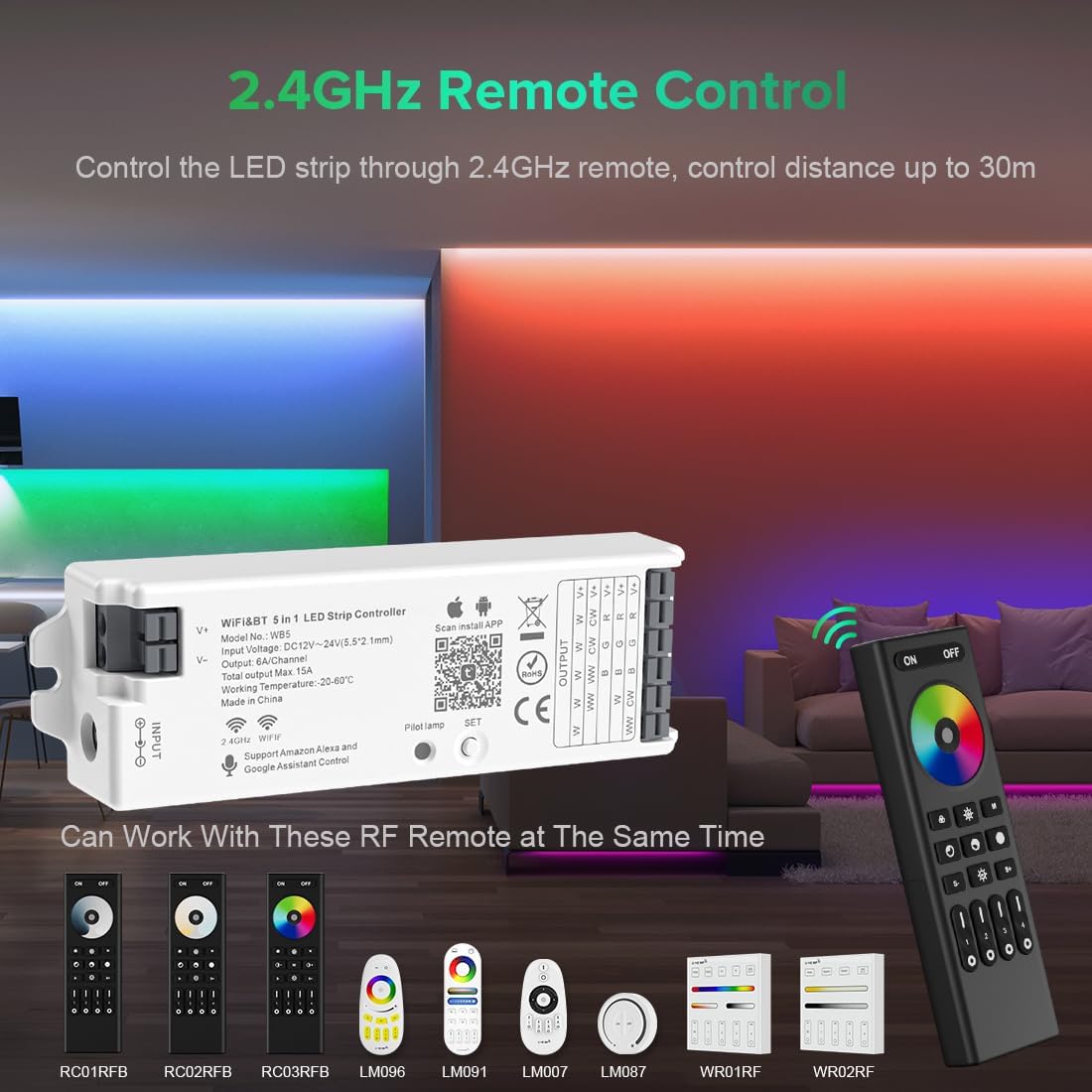 BTF-LIGHTING WB5 WR01RF remote for quick dimming and scenes.