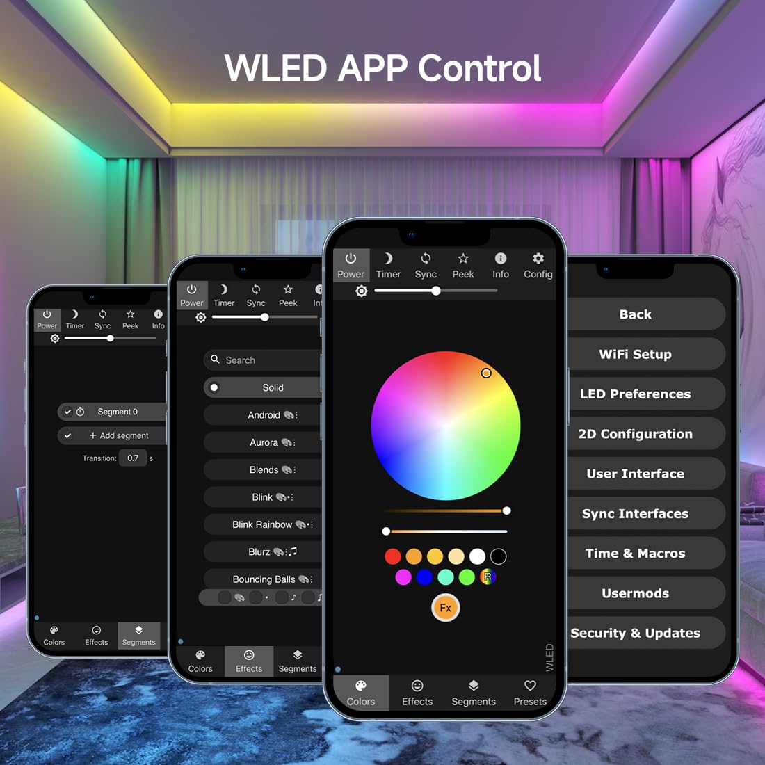 BTF-LIGHTING WLED control over Wi-Fi via native apps.