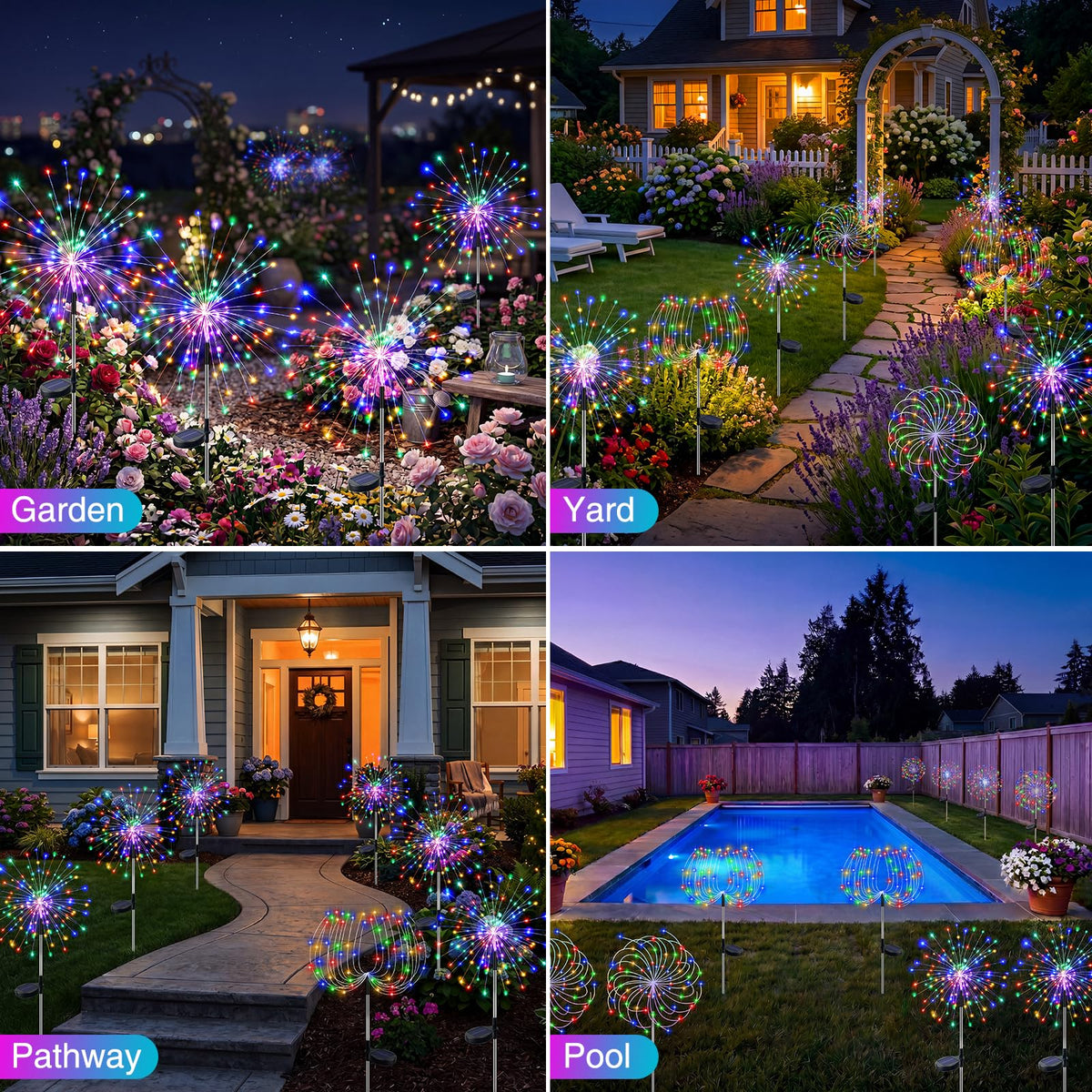btfarm 2-pack set gives flexible lighting for yards, pools and patios.