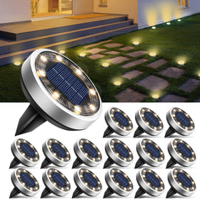 btfarm 16-pack solar ground lights illuminate garden paths for safe nighttime navigation