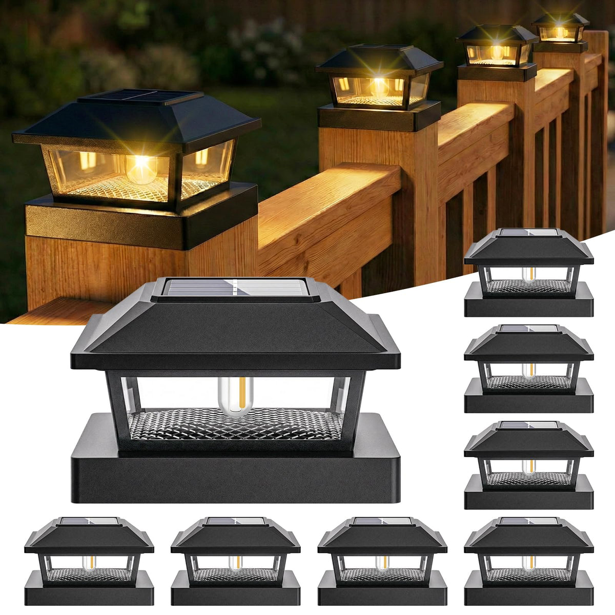 btfarm solar post cap light on a 4x4 base brightens outdoor posts
