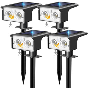btfarm solar spot lights 4-pack delivering crisp cool white illumination for outdoor paths.