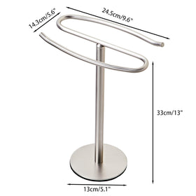 BTHRMHW brushed nickel towel stand front view with easy reach height