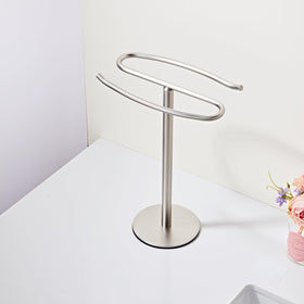 BTHRMHW brushed nickel towel stand with felt pad prevents tipping