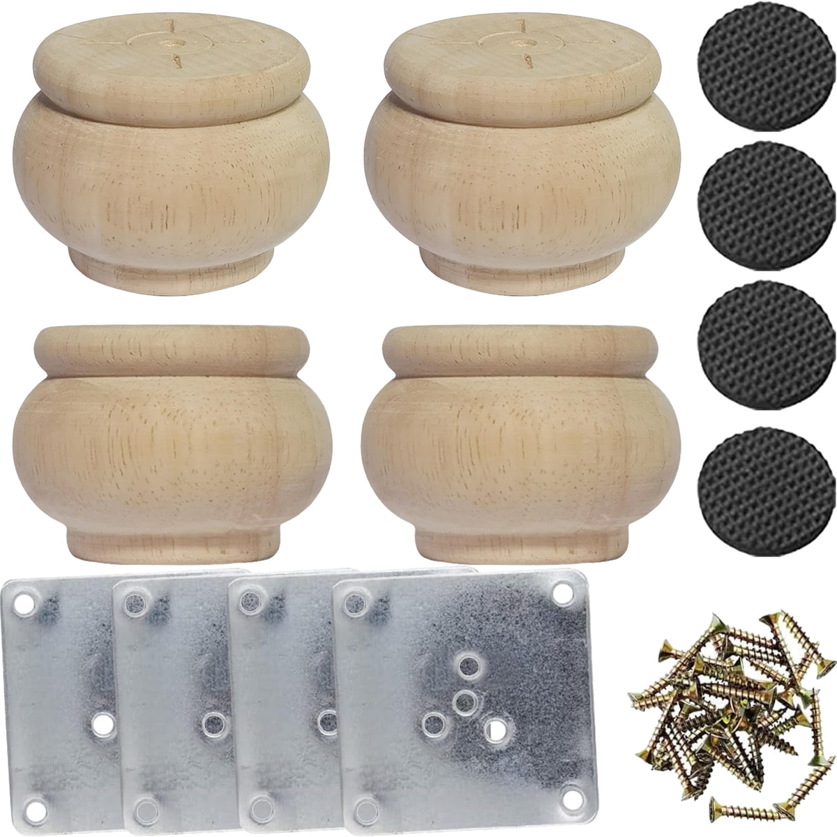 Btibpse 2-inch wooden legs with mounting plate for sturdy furniture upgrades
