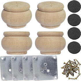 Btibpse 2-inch wooden legs with mounting plate for sturdy furniture upgrades