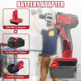 BTRUI M18 to M12 adapter connected to battery for extended runtime.