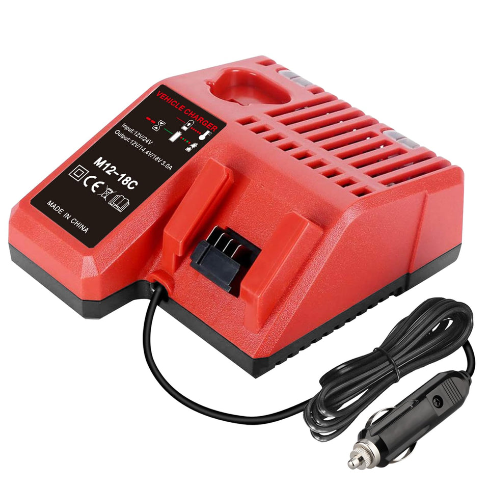 BTRUI Milwaukee multi-voltage car charger front view showing compact design for on-the-go power.