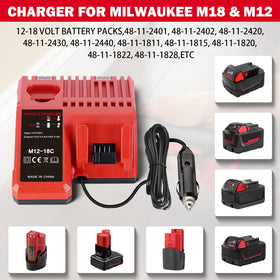 BTRUI Milwaukee charger viewed from the side, highlighting portability and fit.