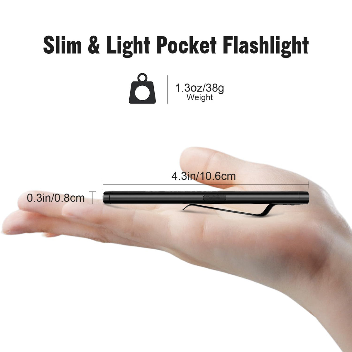 Bttfere pocket flashlight top light provides versatile dual beam for tight spaces.