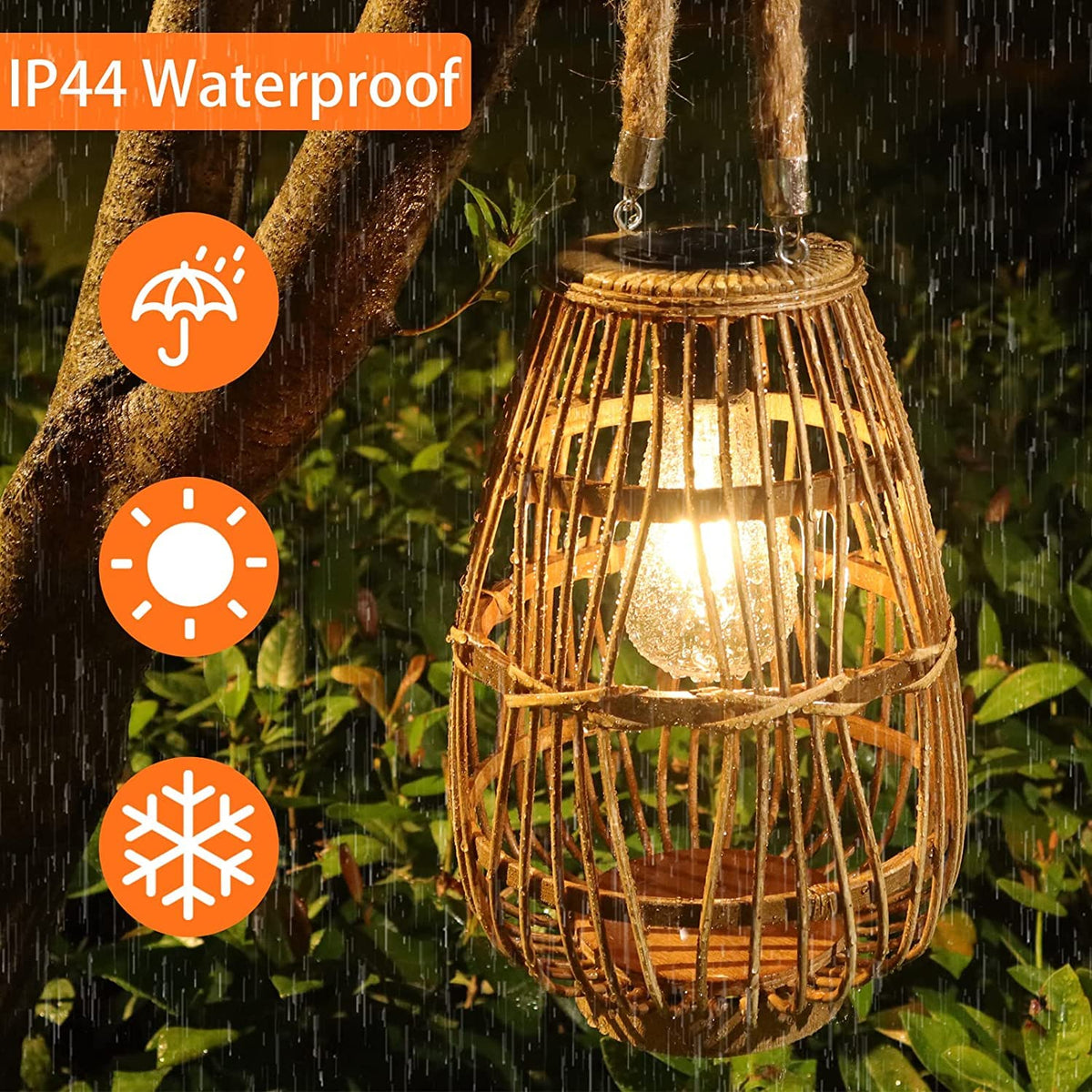 BUARO8AGA rustic rattan lantern hanging decor for fences and walls