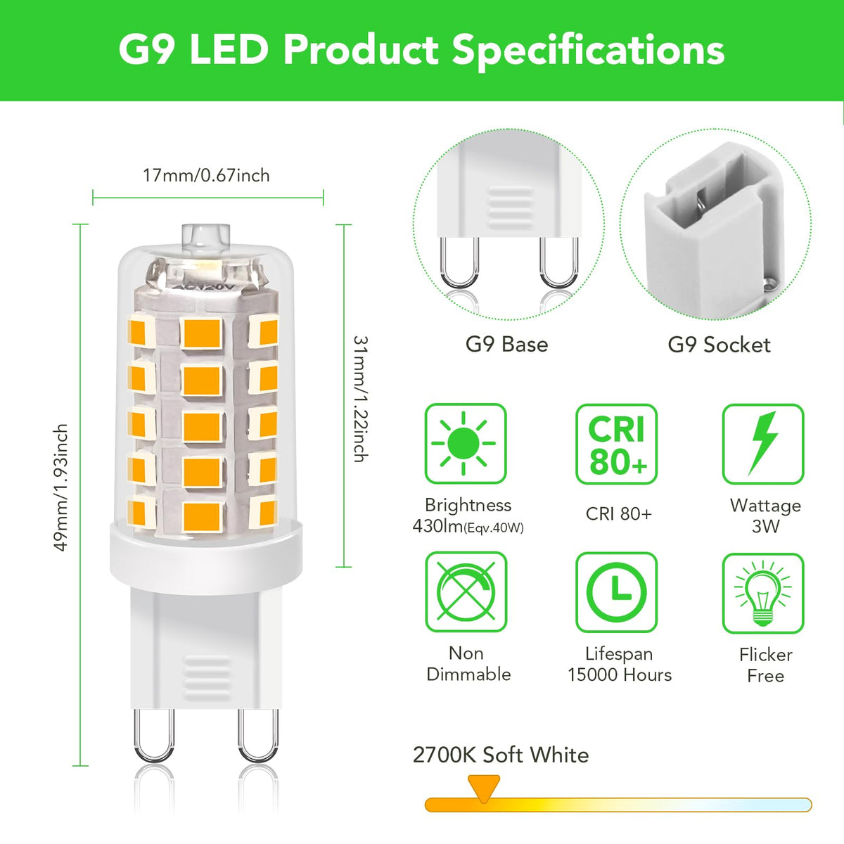 BUBO G9 LED Bulb ideal for chandeliers, cabinets, and sconces.