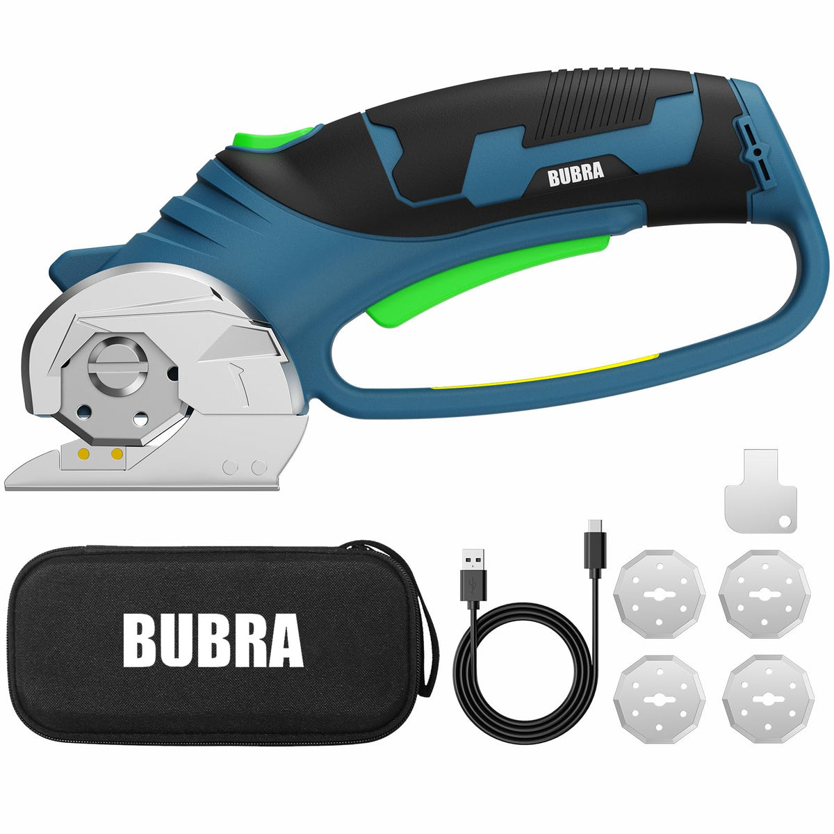 BUBRA cordless scissors cutting cardboard with precise control for DIY projects