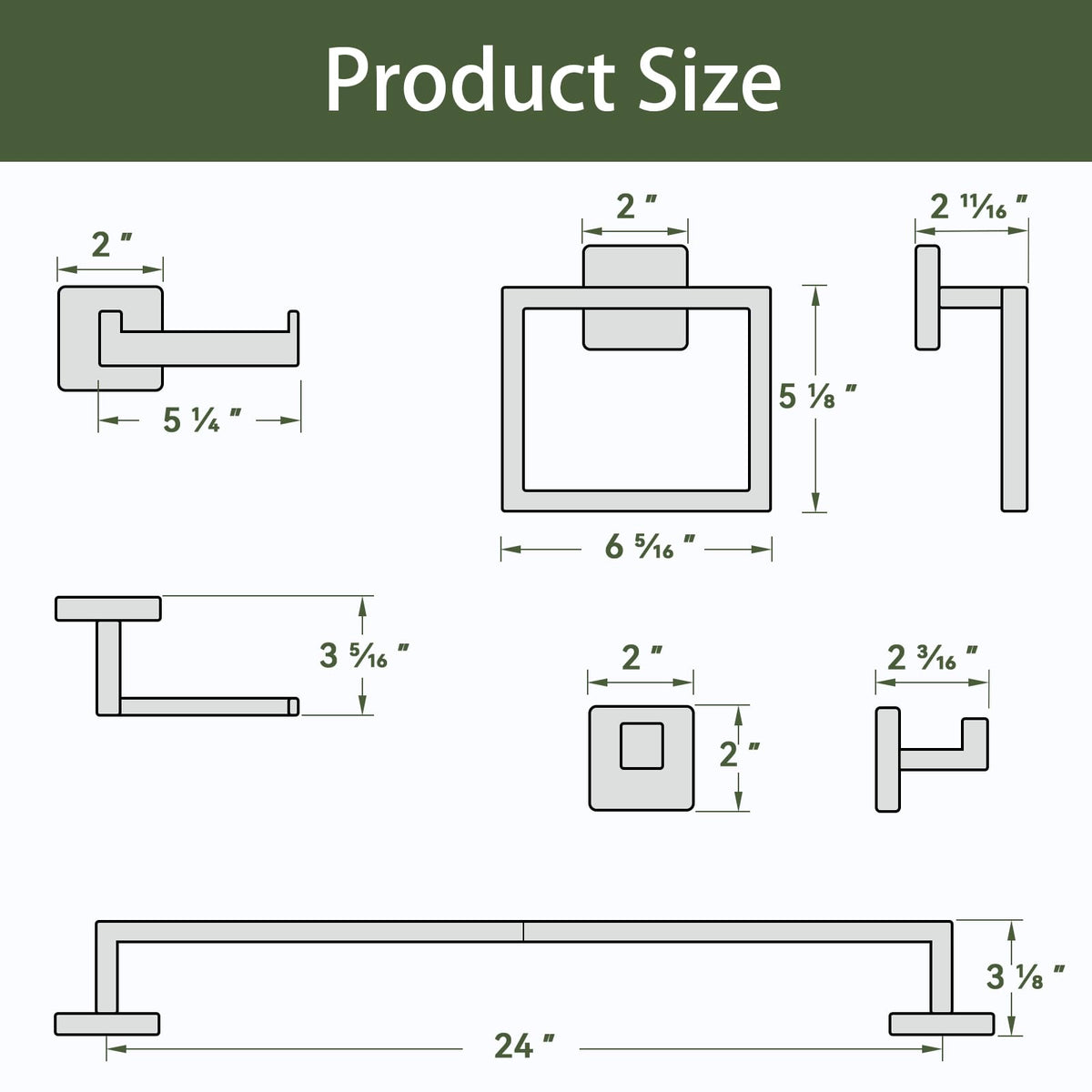 Bubxo 24-inch towel bar in matte black for easy mounting.
