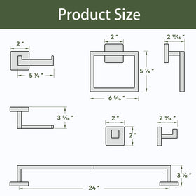 Bubxo 24-inch towel bar in matte black for easy mounting.