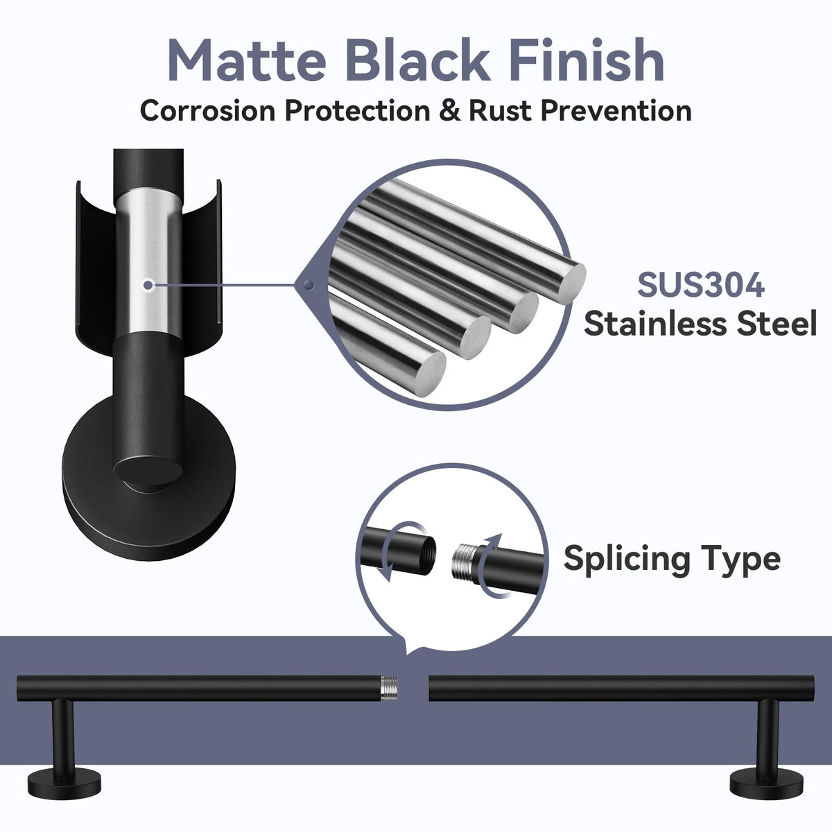 Bubxo matte black towel ring keeps towels within easy reach.