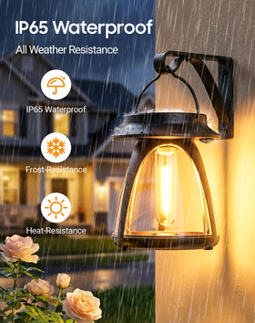 BUCASA lantern features auto on/off for effortless dusk-to-dawn illumination.