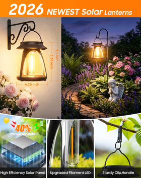 BUCASA hanging lanterns install wirelessly for quick porch or garden setup.