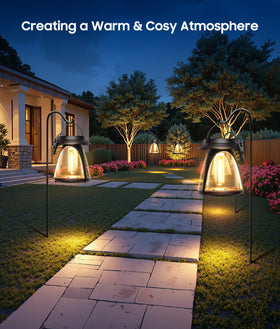 BUCASA IP65 waterproof lantern protects against weather for year-round patio lighting.