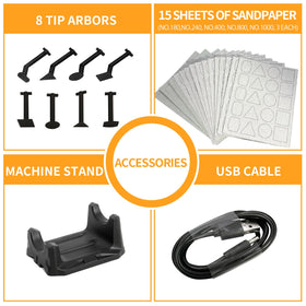 Bucasso USB charging stand and cable keeps the sander ready