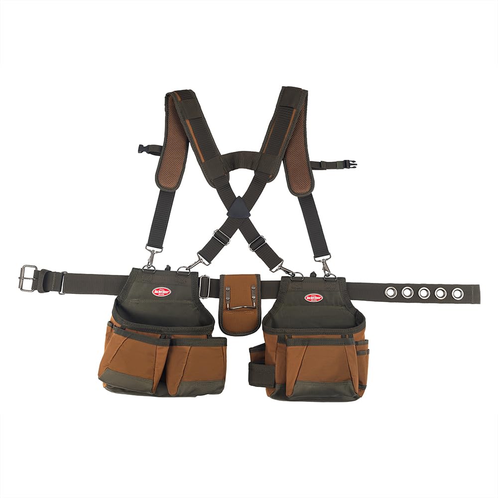 Bucket Boss AirLift belt with infinity waist fits up to 52 inches for adjustable comfort.
