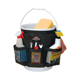 Mesh pockets provide quick-drying for damp towels and brushes with Bucket Boss