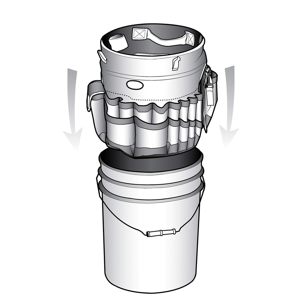 Organizer fits most 5-gallon buckets with Bucket Boss branding AB30060