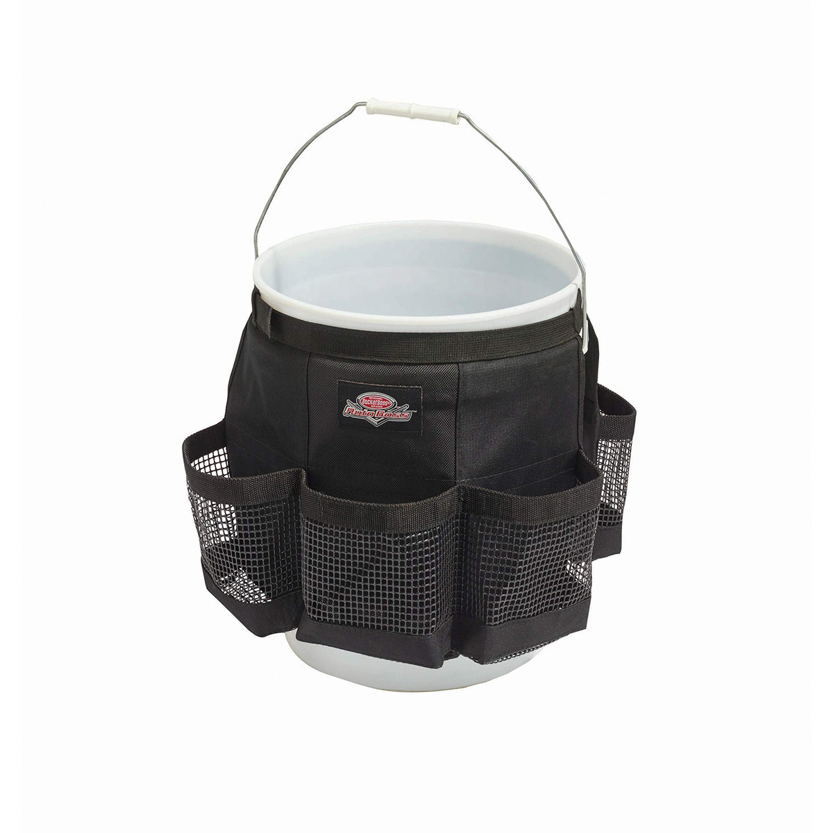 Bucket Boss Auto Boss Wash organizer mounted on a bucket exterior for organized car supplies