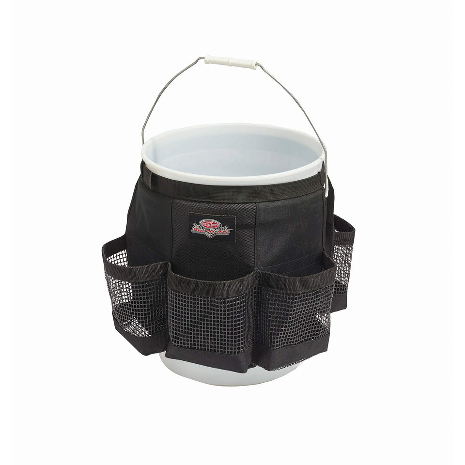 Bucket Boss Auto Boss Wash organizer mounted on a bucket exterior for organized car supplies
