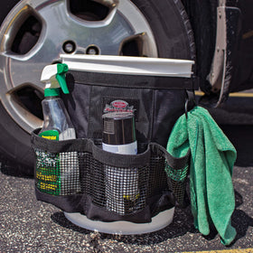 Soap and water-ready bucket with Bucket Boss organizer shown on the side