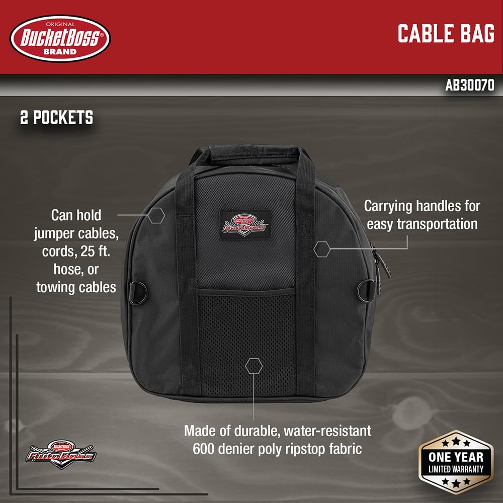Bucket Boss AutoBoss Cable Bag full zip closure secures gear during transit