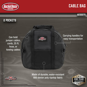 Bucket Boss AutoBoss Cable Bag full zip closure secures gear during transit